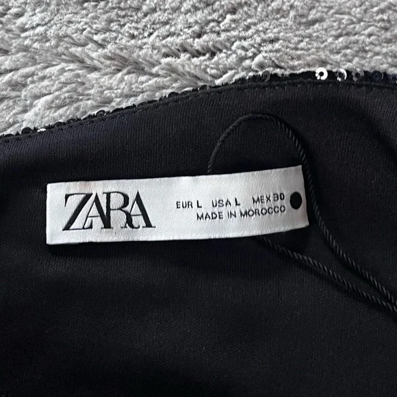 BLOGGER FAV ZARA SHOULDER PAD DRAPED Sequins DRESS mob wife - Picture 6 of 9